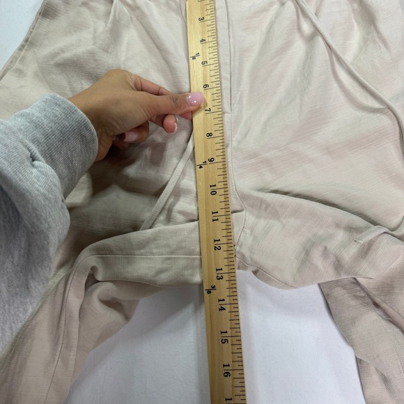 MNG Mango Linen Blend Wide Leg Pants Women's Size Small Beige Drawstring Casual - Picture 5 of 9